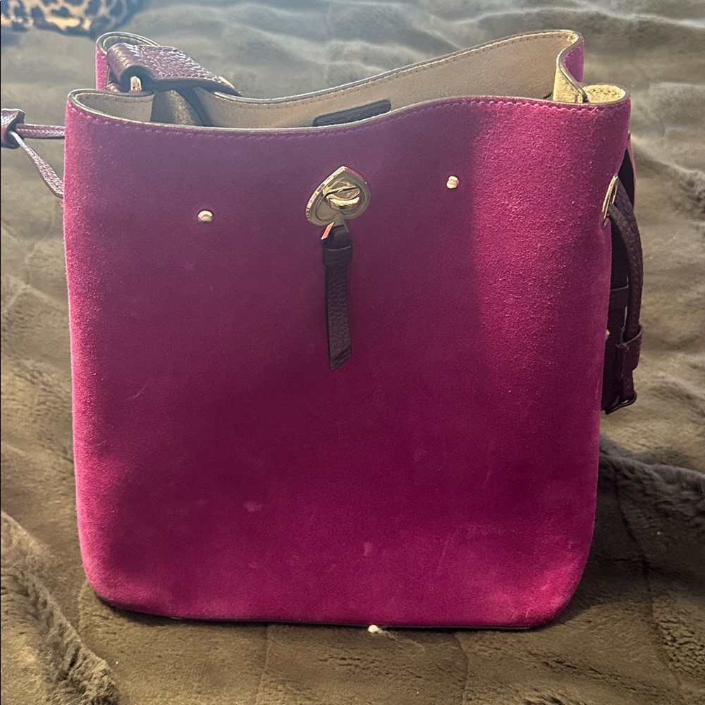 Elegant Purple Kate Spade Suede Women's Bag 10x4x6 Shoulder Strap 14 inches
